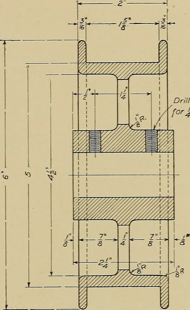 An illustration from Mechanical drawing for industrial and high schools, 1917, leaf 44
