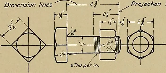 An illustration from Mechanical drawing for industrial and high schools, 1917, leaf 52