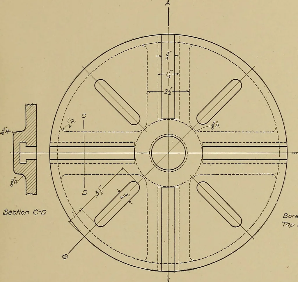 An illustration from Mechanical drawing for industrial and high schools, 1917, leaf 56