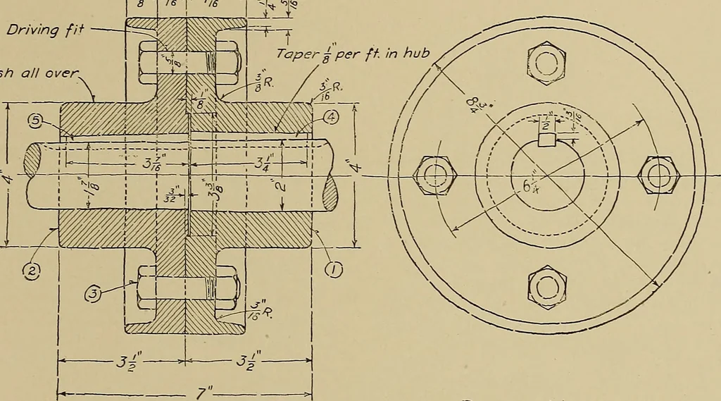 An illustration from Mechanical drawing for industrial and high schools, 1917, leaf 60
