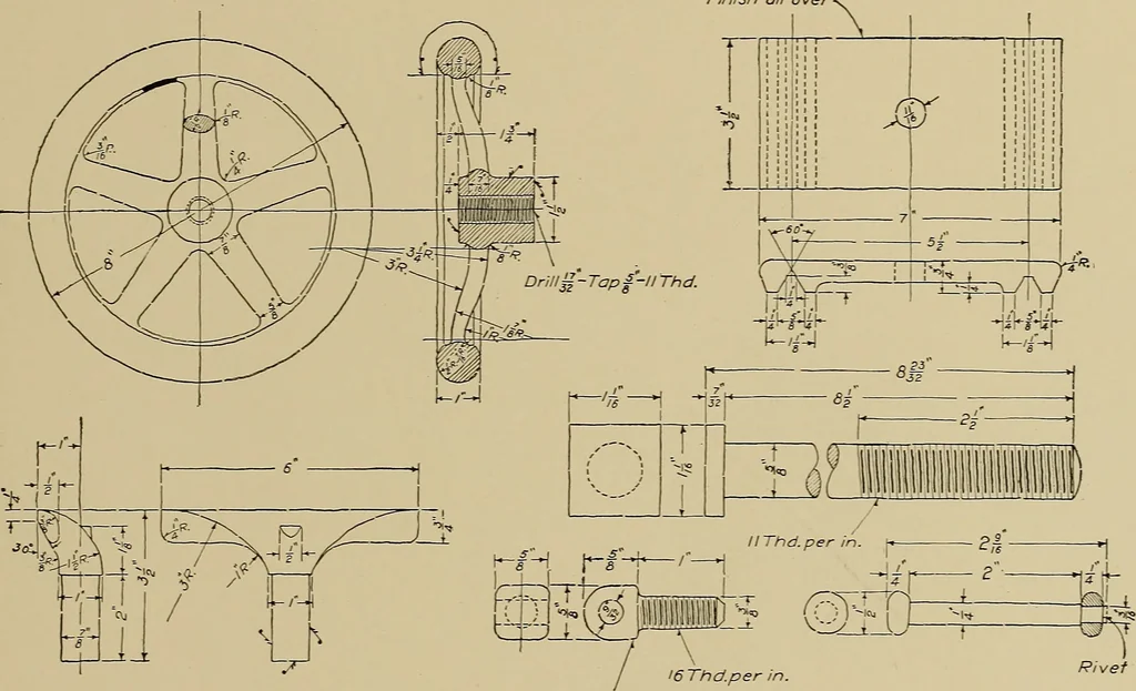 An illustration from Mechanical drawing for industrial and high schools, 1917, leaf 76
