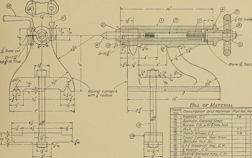 An illustration from Mechanical drawing for industrial and high schools, 1917, leaf 84