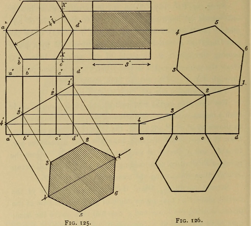 An illustration from Mechanical drawing. Elementary and advanced, 1910, leaf 105