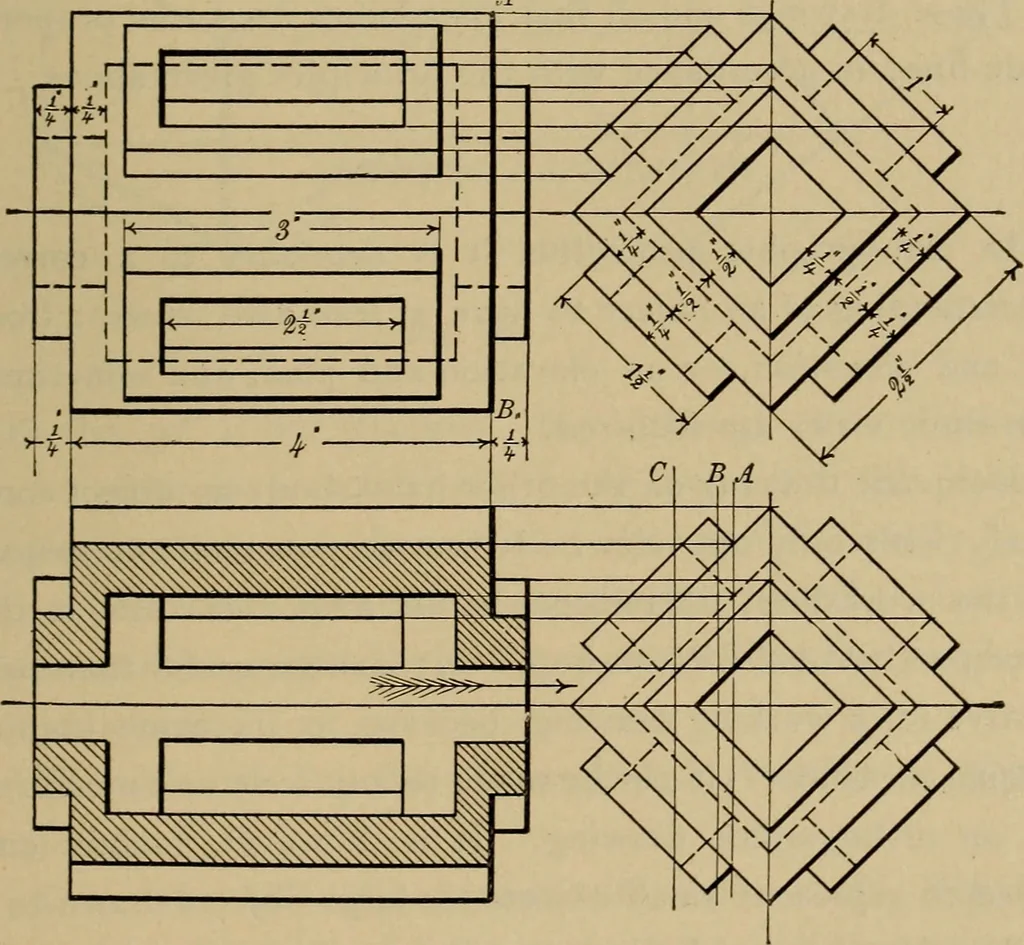 An illustration from Mechanical drawing. Elementary and advanced, 1910, leaf 136