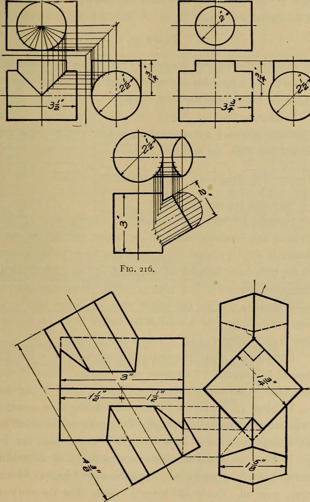 An illustration from Mechanical drawing. Elementary and advanced, 1910, leaf 172