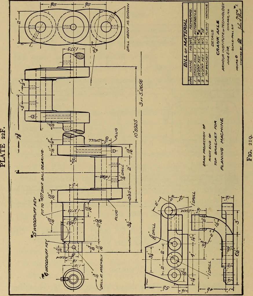 An illustration from Mechanical drawing. Elementary and advanced, 1910, leaf 175