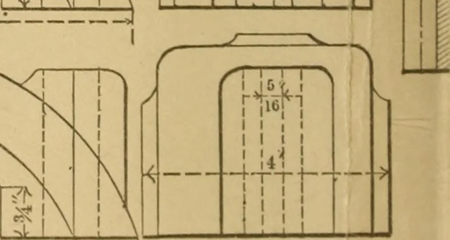 An illustration from Mechanical drawing self-taught: comprising instructions in the selection and preparation of drawing instruments. Elementary instruction in practical mechanical drawing. Together with examples in simple geometry and elementary mechanism, including screw threads, gear wheels, mechanical motions, engines and boilers, 1889, leaf 317