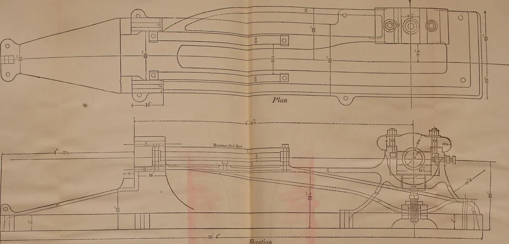 An illustration from Mechanical drawing self-taught: comprising instructions in the selection and preparation of drawing instruments. Elementary instruction in practical mechanical drawing. Together with examples in simple geometry and elementary mechanism, including screw threads, gear wheels, mechanical motions, engines and boilers, 1889, leaf 354