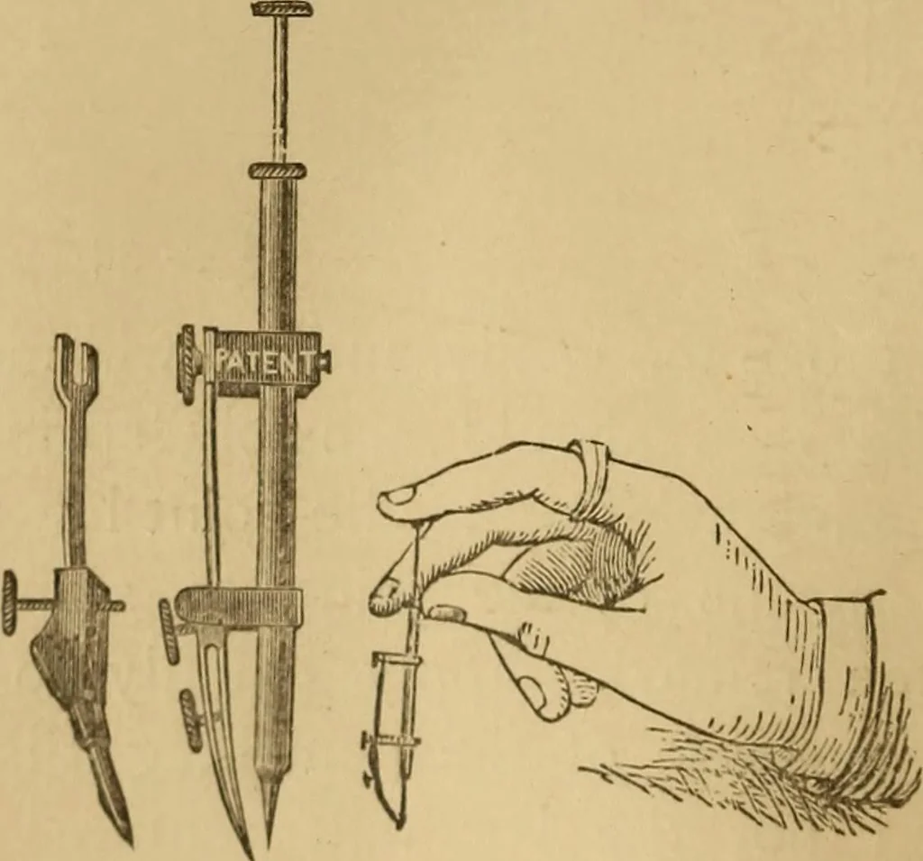 An illustration from Mechanical drawing self-taught: comprising instructions in the selection and preparation of drawing instruments. Elementary instruction in practical mechanical drawing. Together with examples in simple geometry and elementary mechanism, including screw threads, gear wheels, mechanical motions, engines and boilers, 1889, leaf 45