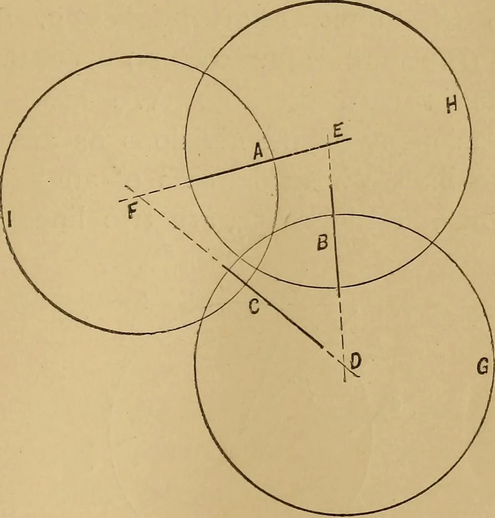 An illustration from Mechanical drawing self-taught: comprising instructions in the selection and preparation of drawing instruments. Elementary instruction in practical mechanical drawing. Together with examples in simple geometry and elementary mechanism, including screw threads, gear wheels, mechanical motions, engines and boilers, 1889, leaf 56