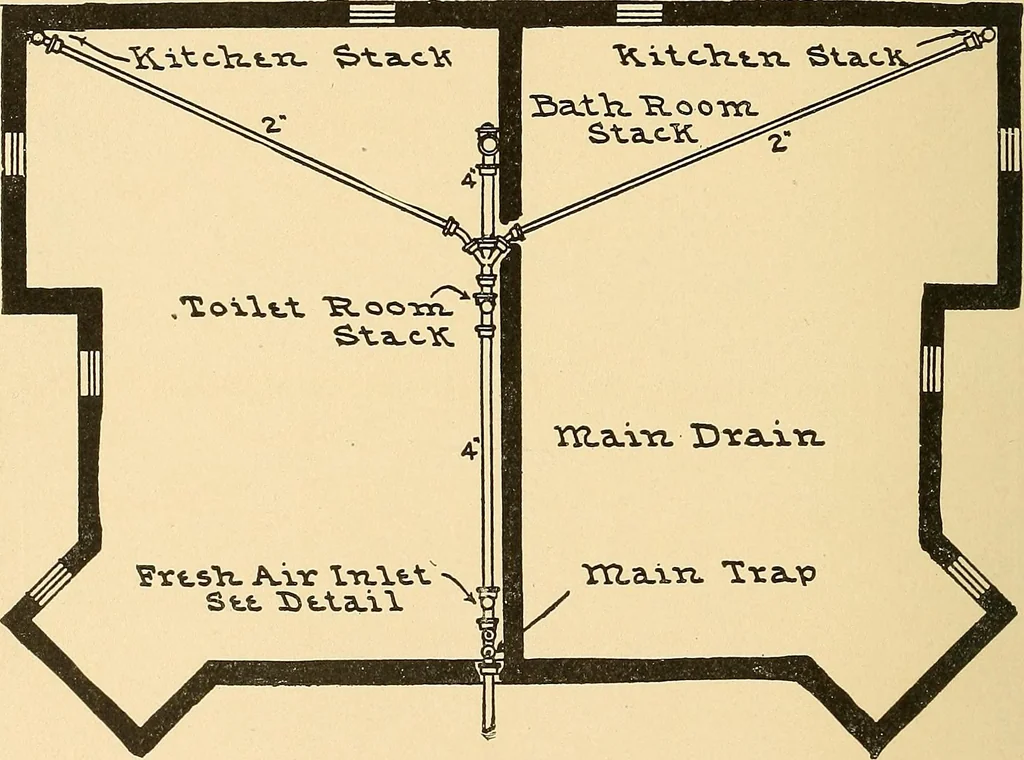 An illustration from Mechanical drawing for plumbers; a concise, comprehensive and practical treatise on the subject of mechanical drawing, 1910, leaf 73