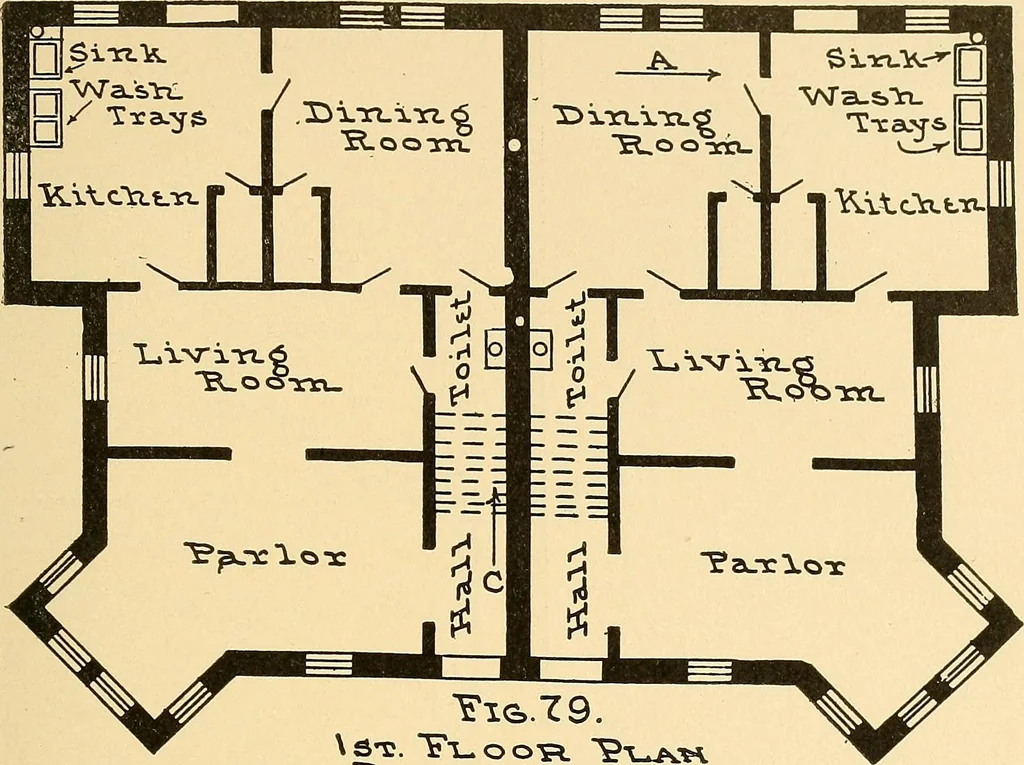 An illustration from Mechanical drawing for plumbers; a concise, comprehensive and practical treatise on the subject of mechanical drawing, 1910, leaf 74