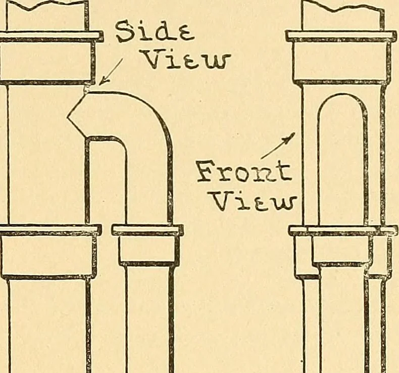 An illustration from Mechanical drawing for plumbers; a concise, comprehensive and practical treatise on the subject of mechanical drawing, 1910, leaf 80