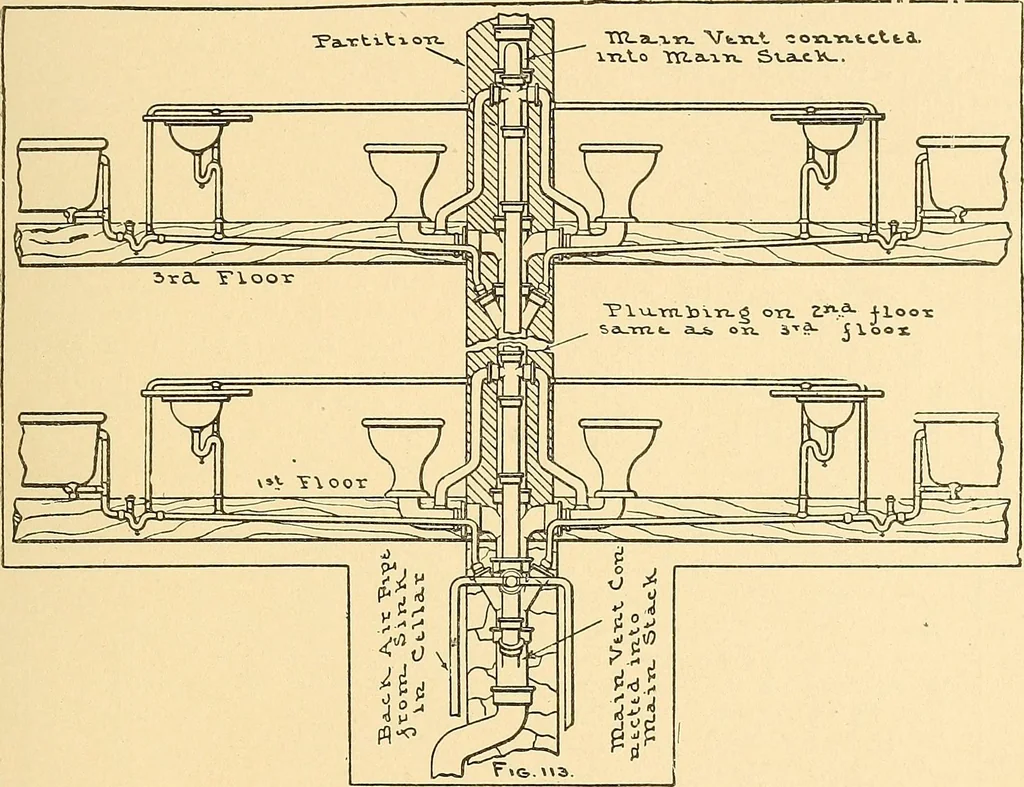 An illustration from Mechanical drawing for plumbers; a concise, comprehensive and practical treatise on the subject of mechanical drawing, 1910, leaf 96