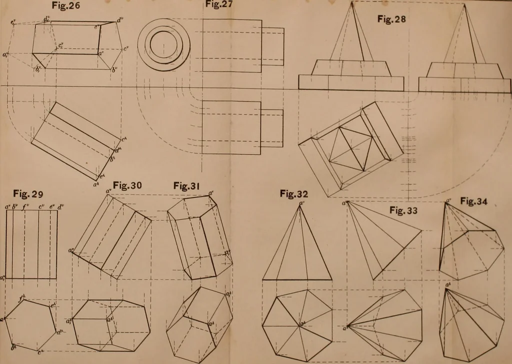 An illustration from Mechanical drawing. Prepared for the use of the students of the Massachusetts Institute of Technology, Boston, Mass, 1887, leaf 108