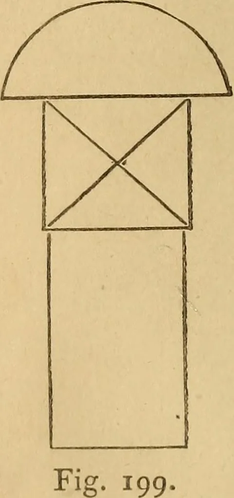 An illustration from Mechanical drawing self-taught: comprising instructions in the selection and preparation of drawing instruments, elementary instruction in practical mechanical drawing together with examples in simple geometry and elementary mechanism, including screw threads, gear wheels, mechanical motions, engines and boilers, 1883, leaf 151