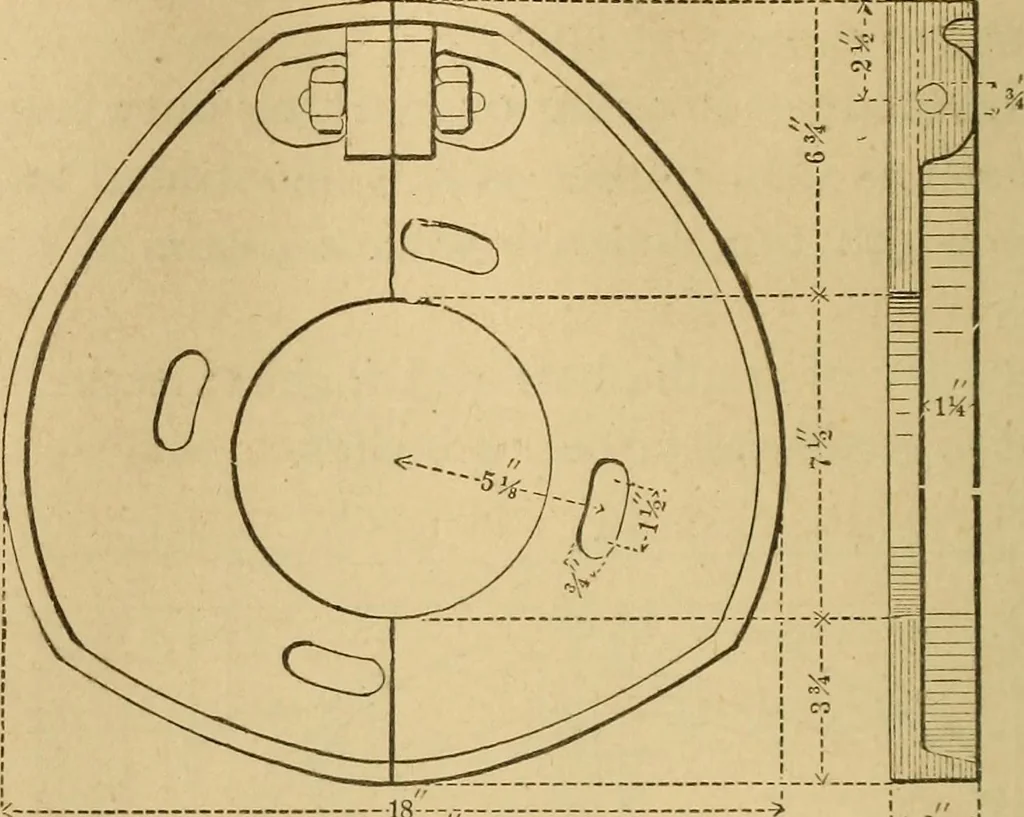 An illustration from Mechanical drawing self-taught: comprising instructions in the selection and preparation of drawing instruments, elementary instruction in practical mechanical drawing together with examples in simple geometry and elementary mechanism, including screw threads, gear wheels, mechanical motions, engines and boilers, 1883, leaf 255