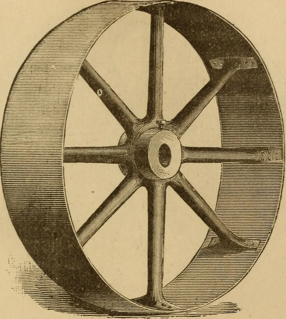 An illustration from Mechanical drawing self-taught: comprising instructions in the selection and preparation of drawing instruments, elementary instruction in practical mechanical drawing together with examples in simple geometry and elementary mechanism, including screw threads, gear wheels, mechanical motions, engines and boilers, 1883, leaf 302