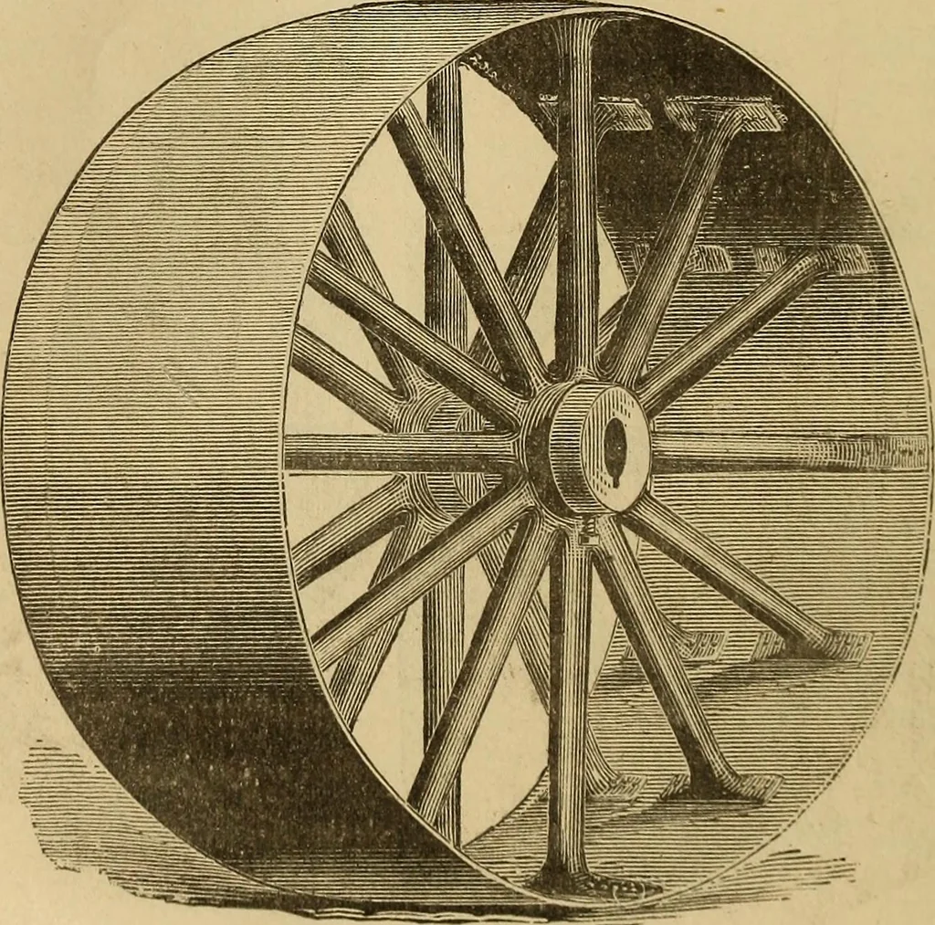 An illustration from Mechanical drawing self-taught: comprising instructions in the selection and preparation of drawing instruments, elementary instruction in practical mechanical drawing together with examples in simple geometry and elementary mechanism, including screw threads, gear wheels, mechanical motions, engines and boilers, 1883, leaf 303