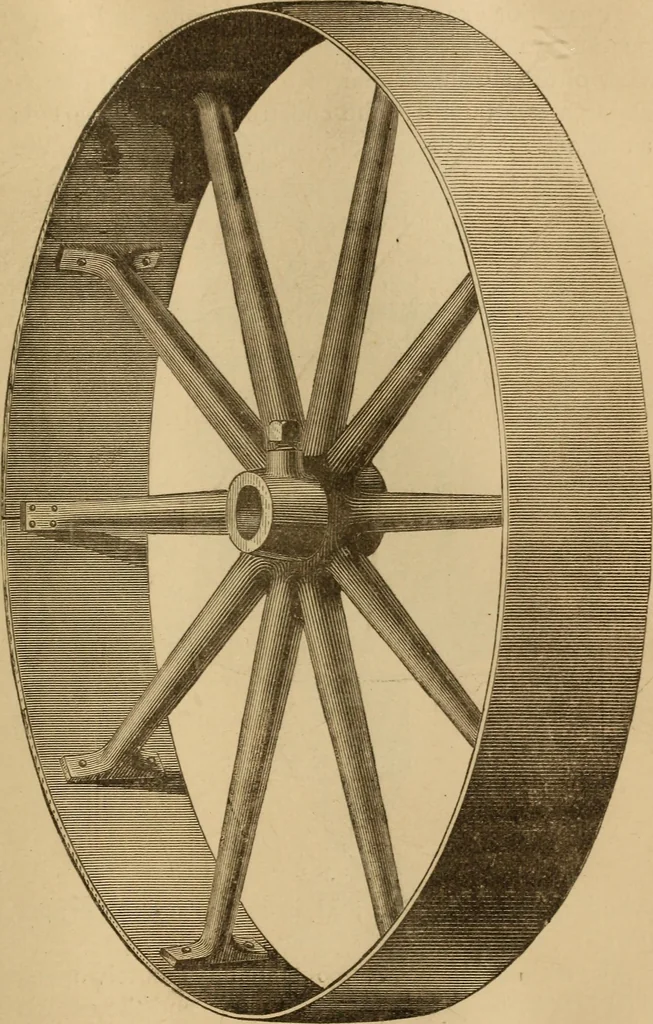 An illustration from Mechanical drawing self-taught: comprising instructions in the selection and preparation of drawing instruments, elementary instruction in practical mechanical drawing together with examples in simple geometry and elementary mechanism, including screw threads, gear wheels, mechanical motions, engines and boilers, 1883, leaf 308