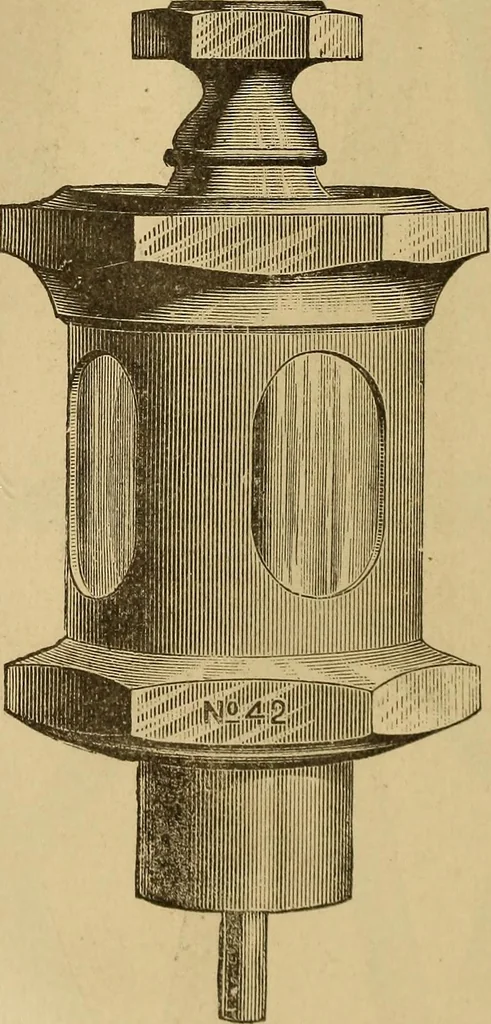 An illustration from Mechanical drawing self-taught: comprising instructions in the selection and preparation of drawing instruments, elementary instruction in practical mechanical drawing together with examples in simple geometry and elementary mechanism, including screw threads, gear wheels, mechanical motions, engines and boilers, 1883, leaf 309