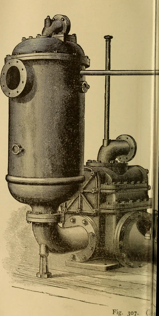 An illustration from Mechanical drawing self-taught: comprising instructions in the selection and preparation of drawing instruments, elementary instruction in practical mechanical drawing together with examples in simple geometry and elementary mechanism, including screw threads, gear wheels, mechanical motions, engines and boilers, 1883, leaf 315