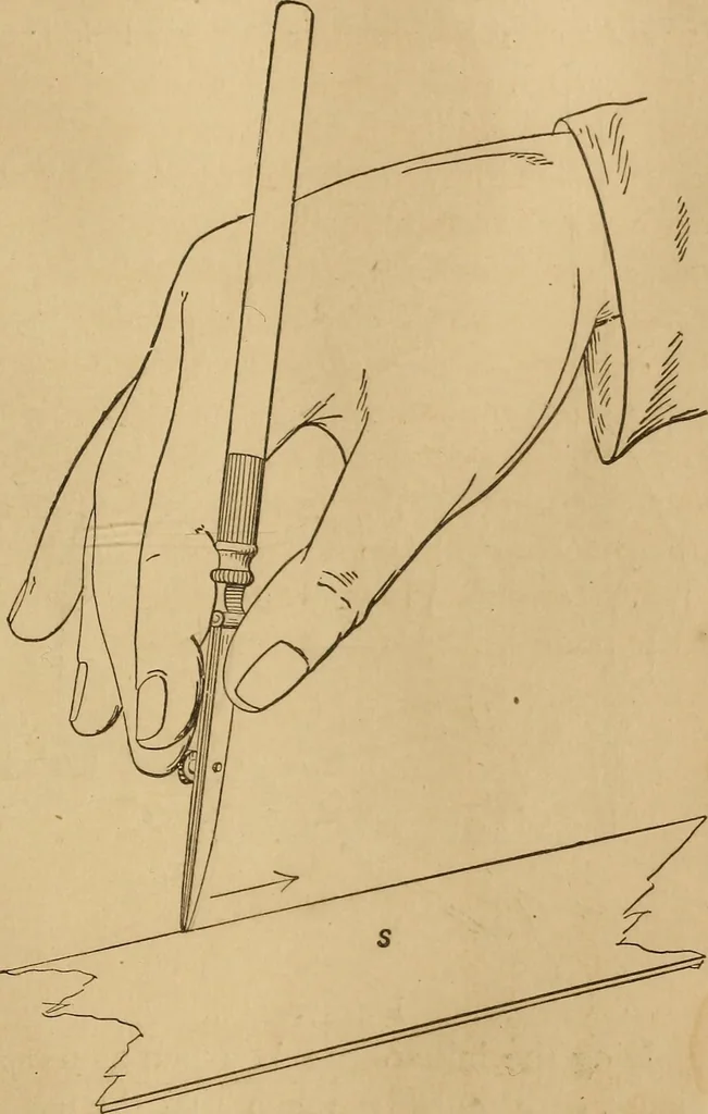 An illustration from Mechanical drawing self-taught: comprising instructions in the selection and preparation of drawing instruments, elementary instruction in practical mechanical drawing together with examples in simple geometry and elementary mechanism, including screw threads, gear wheels, mechanical motions, engines and boilers, 1883, leaf 46