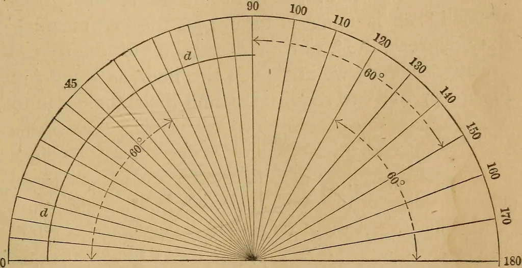An illustration from Mechanical drawing self-taught: comprising instructions in the selection and preparation of drawing instruments, elementary instruction in practical mechanical drawing together with examples in simple geometry and elementary mechanism, including screw threads, gear wheels, mechanical motions, engines and boilers, 1883, leaf 54