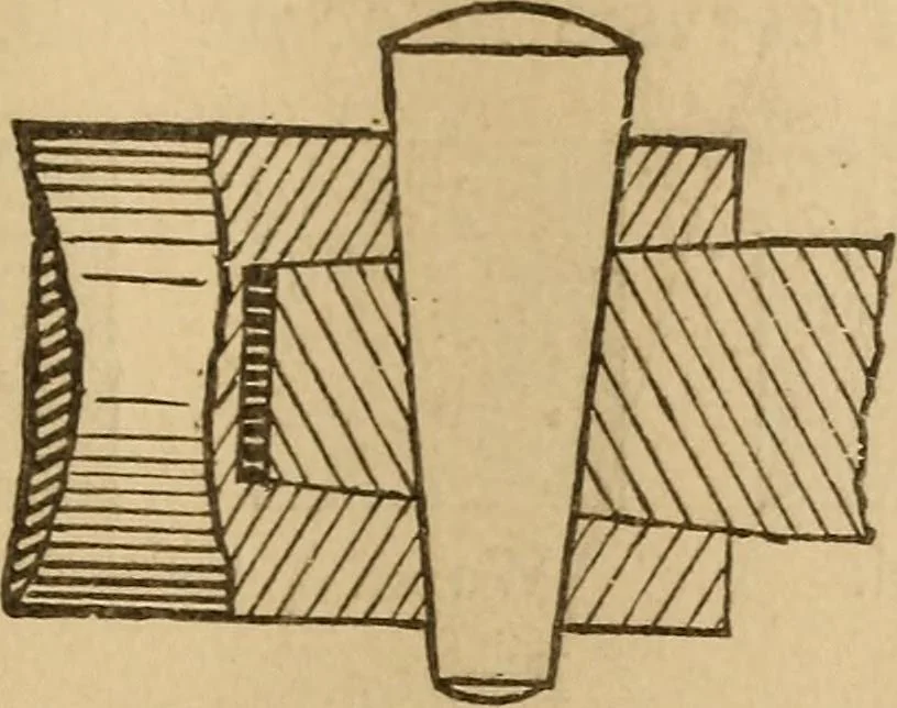 An illustration from Mechanical drawing self-taught: comprising instructions in the selection and preparation of drawing instruments, elementary instruction in practical mechanical drawing together with examples in simple geometry and elementary mechanism, including screw threads, gear wheels, mechanical motions, engines and boilers, 1883, leaf 82