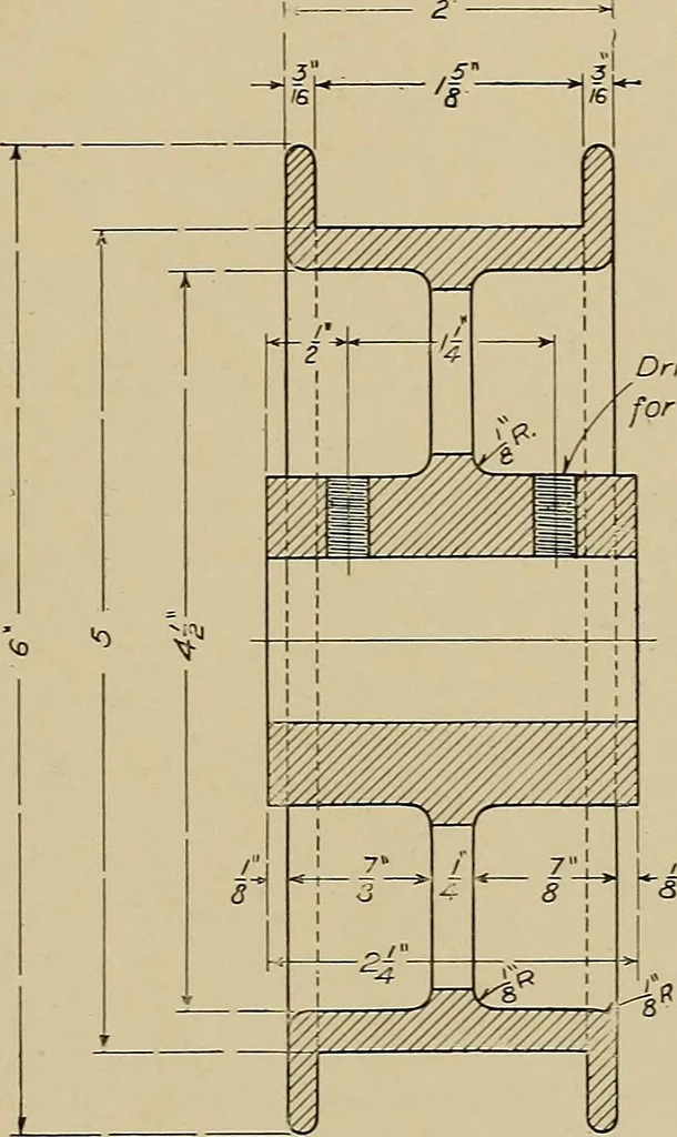 An illustration from Mechanical drawing for industrial and high schools, 1915, leaf 44