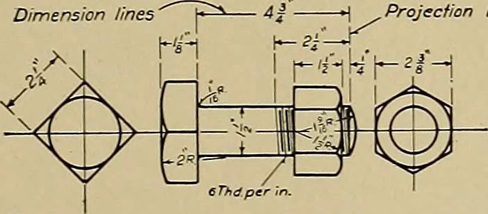 An illustration from Mechanical drawing for industrial and high schools, 1915, leaf 52