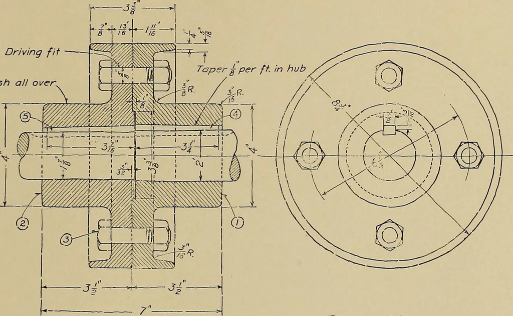 An illustration from Mechanical drawing for industrial and high schools, 1915, leaf 60