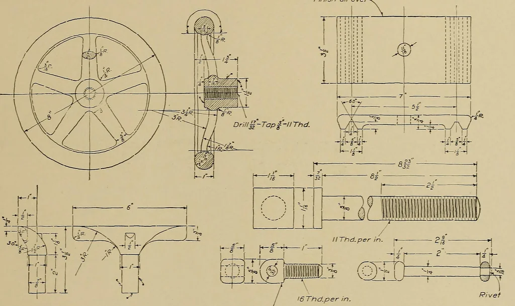 An illustration from Mechanical drawing for industrial and high schools, 1915, leaf 76