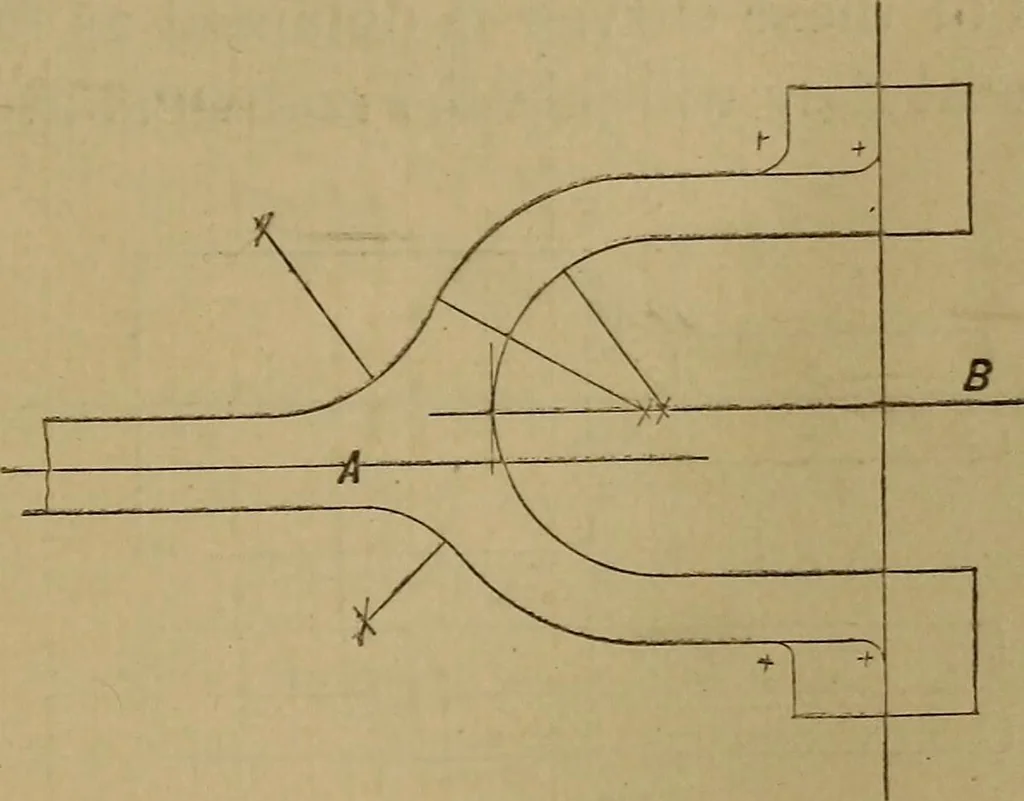 An illustration from Mechanical drawing self-taught: comprising instructions in the selection and preparation of drawing instruments. Elementary instruction in practical mechanical drawing. Together with examples in simple geometry and elementary mechanism, including screw threads, gear wheels, mechanical motions, engines and boilers, 1889, leaf 148