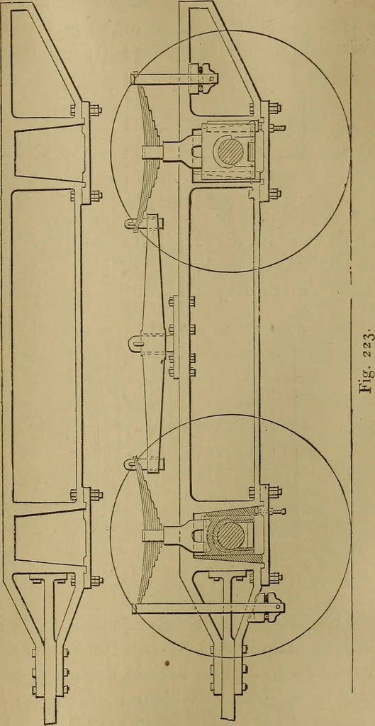 An illustration from Mechanical drawing self-taught: comprising instructions in the selection and preparation of drawing instruments. Elementary instruction in practical mechanical drawing. Together with examples in simple geometry and elementary mechanism, including screw threads, gear wheels, mechanical motions, engines and boilers, 1889, leaf 180