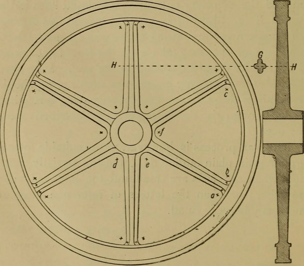 An illustration from Mechanical drawing self-taught: comprising instructions in the selection and preparation of drawing instruments. Elementary instruction in practical mechanical drawing. Together with examples in simple geometry and elementary mechanism, including screw threads, gear wheels, mechanical motions, engines and boilers, 1889, leaf 283
