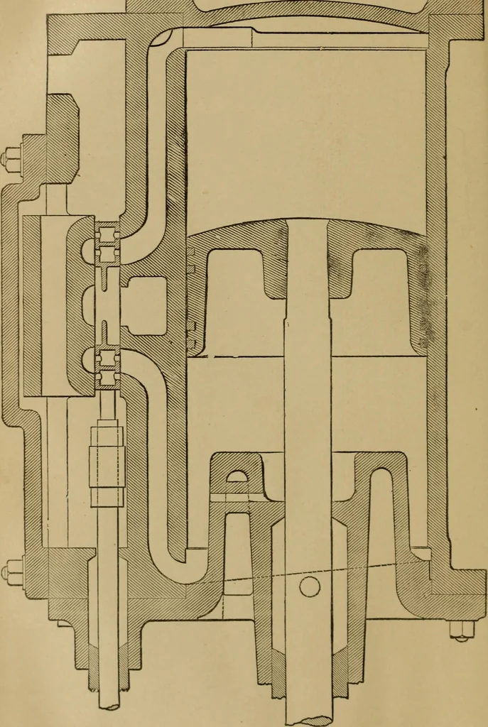 An illustration from Mechanical drawing self-taught: comprising instructions in the selection and preparation of drawing instruments. Elementary instruction in practical mechanical drawing. Together with examples in simple geometry and elementary mechanism, including screw threads, gear wheels, mechanical motions, engines and boilers, 1889, leaf 329