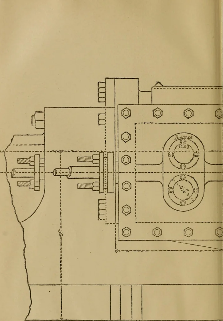An illustration from Mechanical drawing self-taught: comprising instructions in the selection and preparation of drawing instruments. Elementary instruction in practical mechanical drawing. Together with examples in simple geometry and elementary mechanism, including screw threads, gear wheels, mechanical motions, engines and boilers, 1889, leaf 365