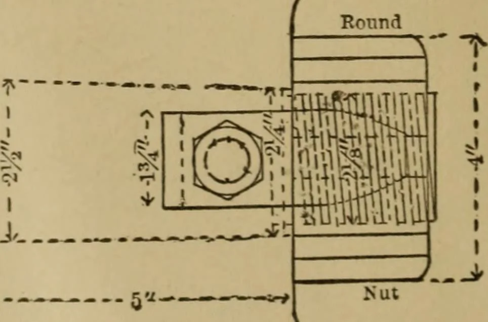 An illustration from Mechanical drawing self-taught: comprising instructions in the selection and preparation of drawing instruments. Elementary instruction in practical mechanical drawing. Together with examples in simple geometry and elementary mechanism, including screw threads, gear wheels, mechanical motions, engines and boilers, 1889, leaf 383