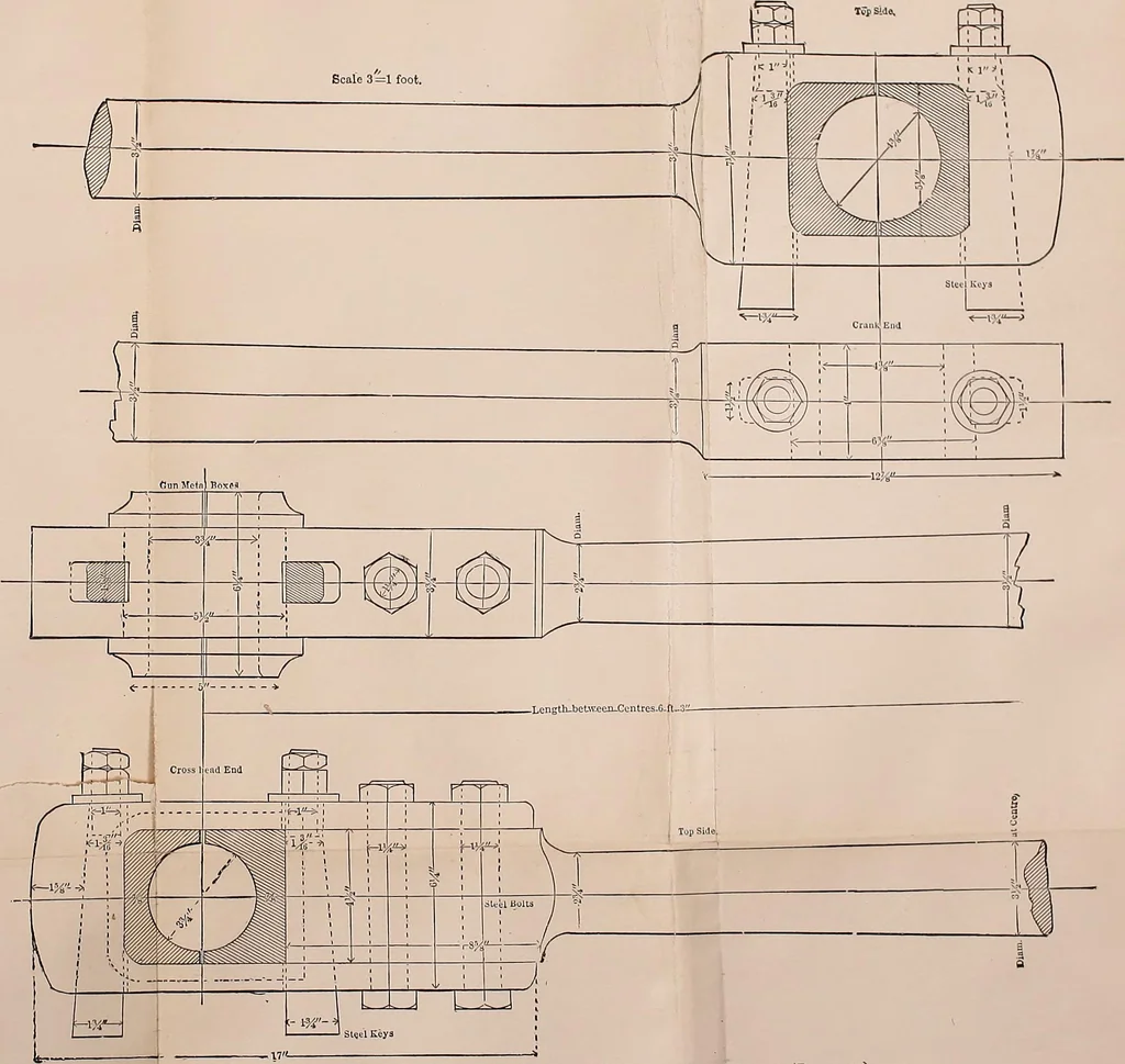 An illustration from Mechanical drawing self-taught: comprising instructions in the selection and preparation of drawing instruments. Elementary instruction in practical mechanical drawing. Together with examples in simple geometry and elementary mechanism, including screw threads, gear wheels, mechanical motions, engines and boilers, 1889, leaf 394