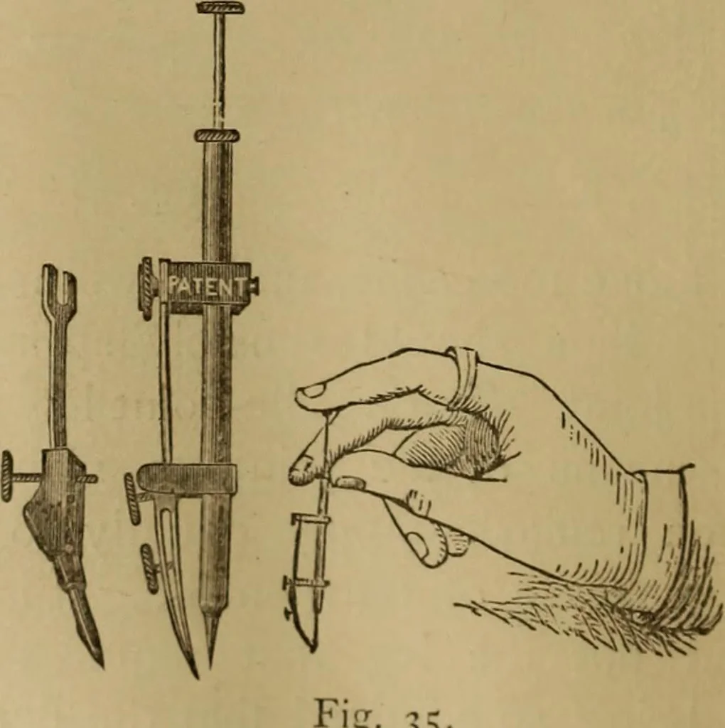 An illustration from Mechanical drawing self-taught: comprising instructions in the selection and preparation of drawing instruments. Elementary instruction in practical mechanical drawing. Together with examples in simple geometry and elementary mechanism, including screw threads, gear wheels, mechanical motions, engines and boilers, 1889, leaf 45