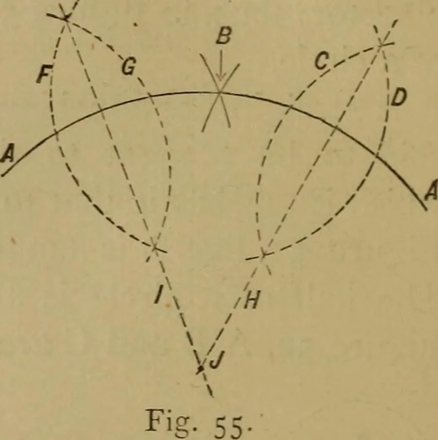 An illustration from Mechanical drawing self-taught: comprising instructions in the selection and preparation of drawing instruments. Elementary instruction in practical mechanical drawing. Together with examples in simple geometry and elementary mechanism, including screw threads, gear wheels, mechanical motions, engines and boilers, 1889, leaf 53