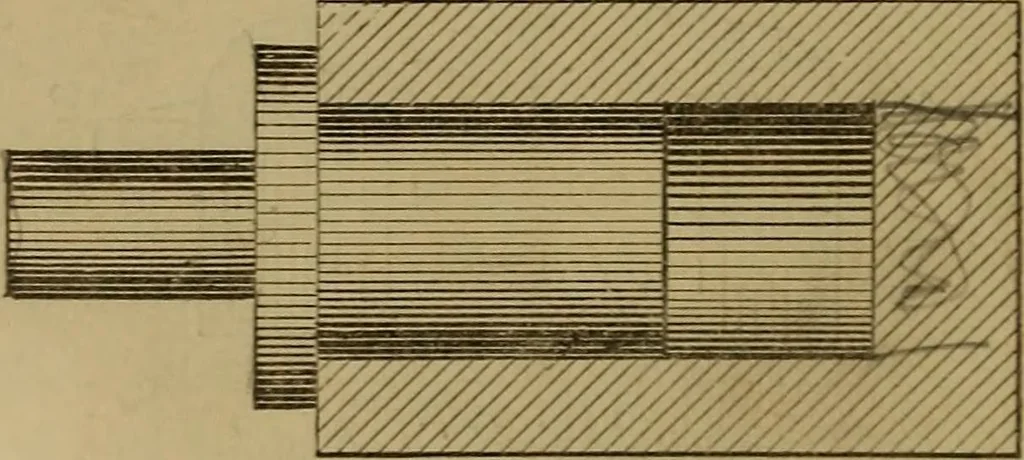An illustration from Mechanical drawing self-taught: comprising instructions in the selection and preparation of drawing instruments. Elementary instruction in practical mechanical drawing. Together with examples in simple geometry and elementary mechanism, including screw threads, gear wheels, mechanical motions, engines and boilers, 1889, leaf 89