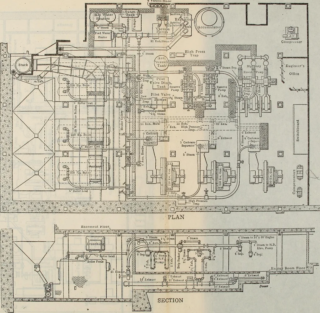 An illustration from Mechanical equipment of buildings; a reference book for engineers and architects, 1916, leaf 606