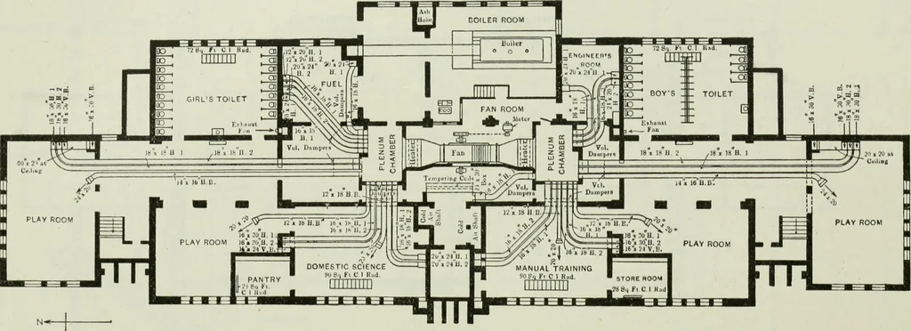 An illustration from Mechanical equipment of buildings; a reference book for engineers and architects, 1916, leaf 436