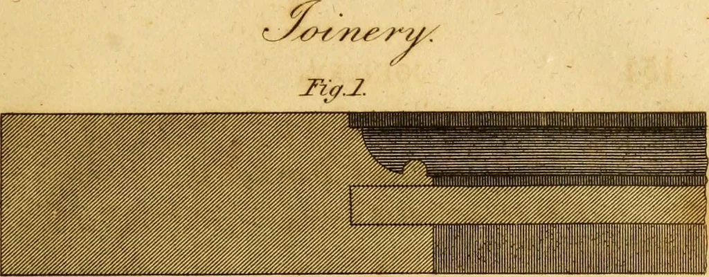 An illustration from Mechanical exercises, or, The elements and practice of carpentry, joinery, bricklaying, masonry, slating, plastering, painting, smithing, and turning, 1812, leaf 220