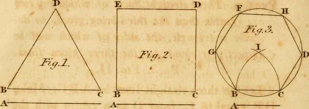 An illustration from Mechanical exercises, or, The elements and practice of carpentry, joinery, bricklaying, masonry, slating, plastering, painting, smithing, and turning, 1812, leaf 55