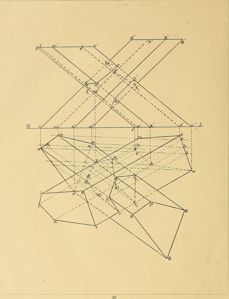 An illustration from Mechanical graphics. An educational course on the theory and practice of mechanical drawing, 1890, leaf 55