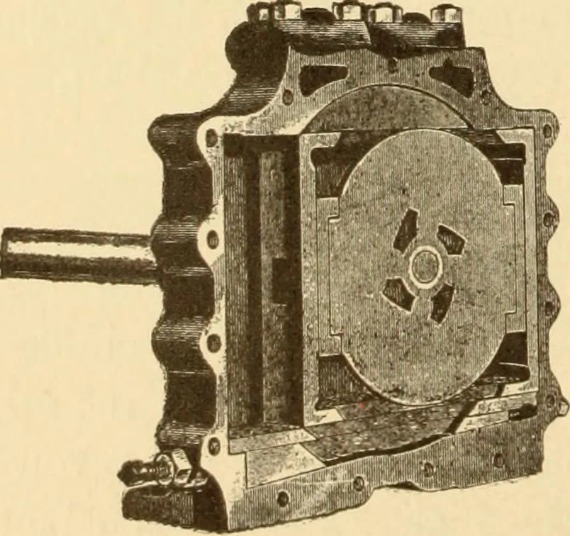 An illustration from Mechanical movements, powers and devices; a treatise describing mechanical movements and devices used in constructive and operative machinery and the mechanical arts, being practically a mechanical dictionary, commencing with a rudimentary description of the early known mechanical powers and detailing the various motions, appliances and inventions used in the mechanical arts to the present time, including a chapter on straight line movements, by Gardner D. Hiscox, 1914, leaf 109