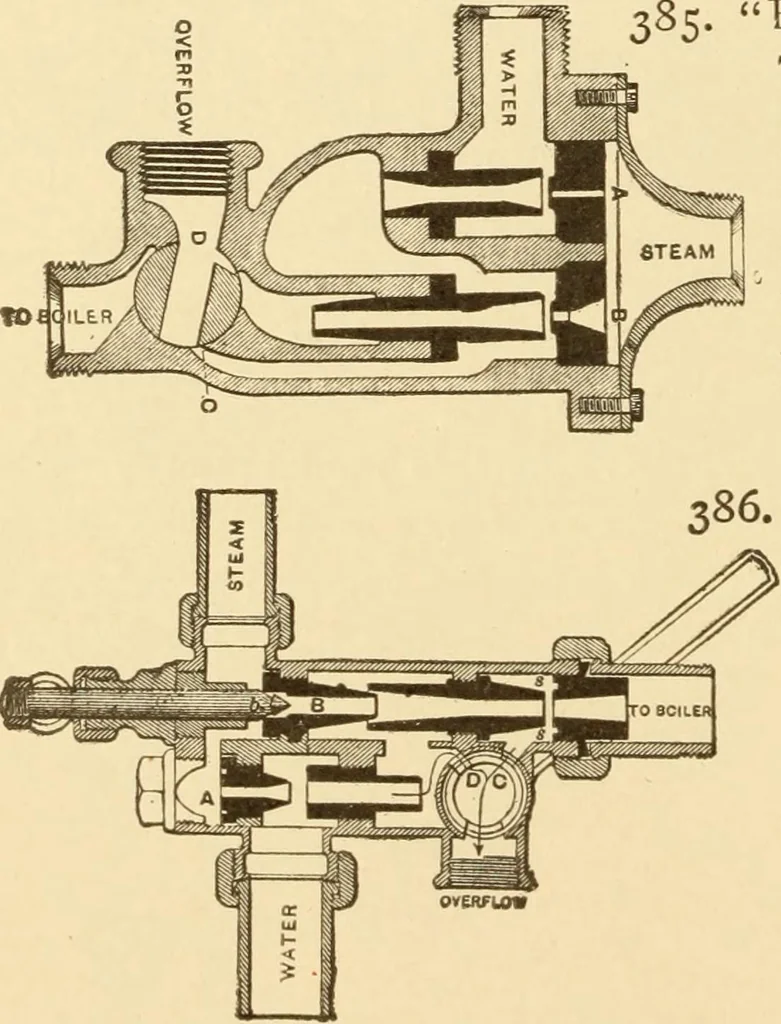 An illustration from Mechanical movements, powers and devices; a treatise describing mechanical movements and devices used in constructive and operative machinery and the mechanical arts, being practically a mechanical dictionary, commencing with a rudimentary description of the early known mechanical powers and detailing the various motions, appliances and inventions used in the mechanical arts to the present time, including a chapter on straight line movements, by Gardner D. Hiscox, 1914, leaf 117